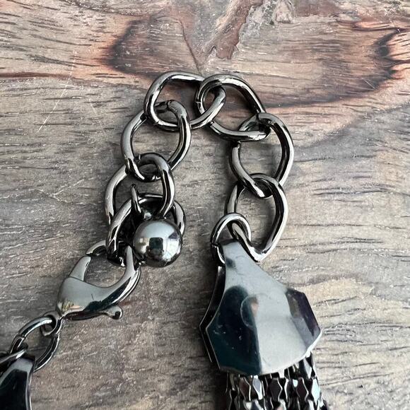 Express Black Gunmetal Scale Braided Chain Chunky Necklace - Picture 4 of 5